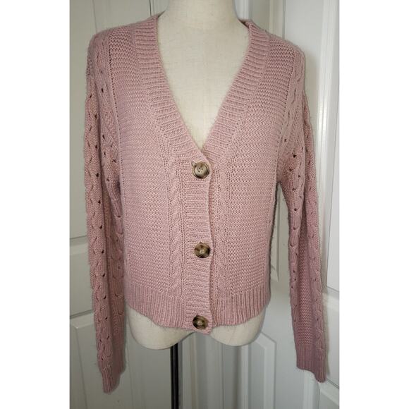 Forever 21 Pink 3 button down cardigan Women Size Small Very Soft & Cozy - Picture 1 of 6